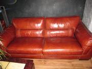 Кожаный диван ( наполнитель пух ) ,  цвет коричневый